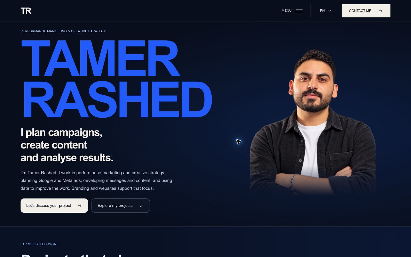 English homepage of my personal portfolio
